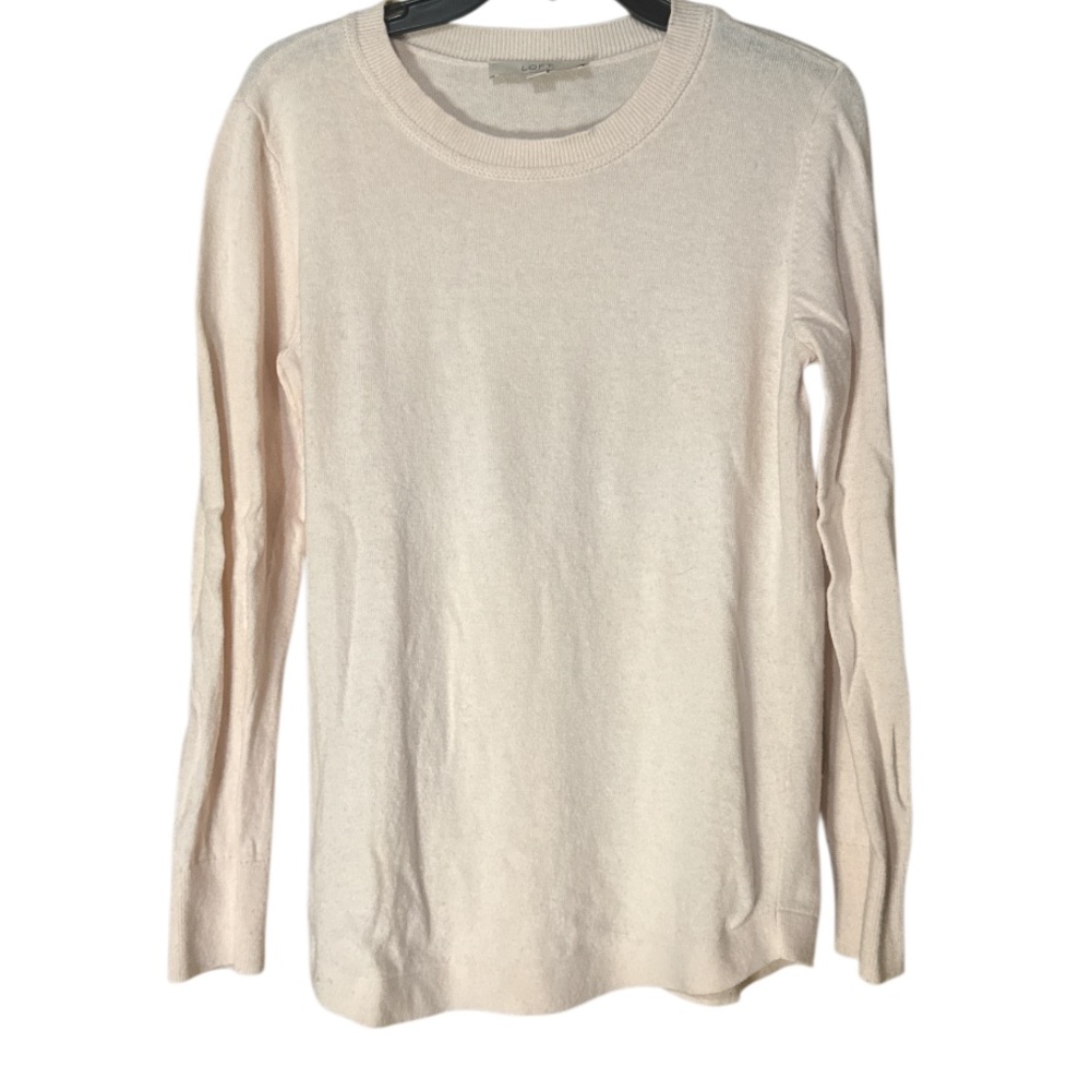 LOFT Light Pink Sweater Long Sleeve Viscose Soft Blend - Size M